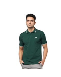 Greys & Blues Pima Polo T-Shirt - Green With White Tipping